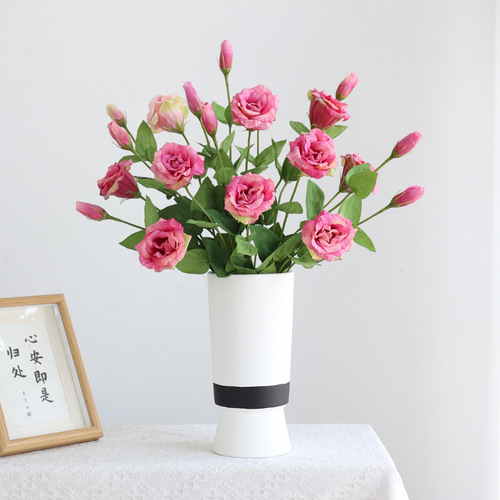 High-end moisturizing silk fabric with 2 heads of lisianthus artificial flowers, home decoration ornaments, photography props, artificial flowers