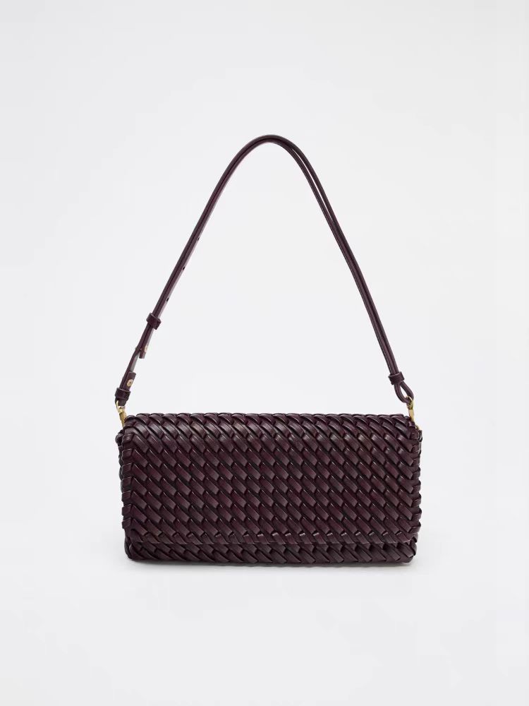 Za2025 New Autum Women's Bag Fashionable Retro Crimson Red Flip Small Square Bag Casual Versatile Diagonal Woven Bag