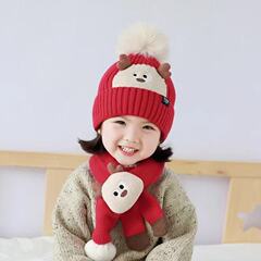 儿童帽子围巾两件套秋冬款宝宝针织毛线帽可爱萌冬季保暖男童女童