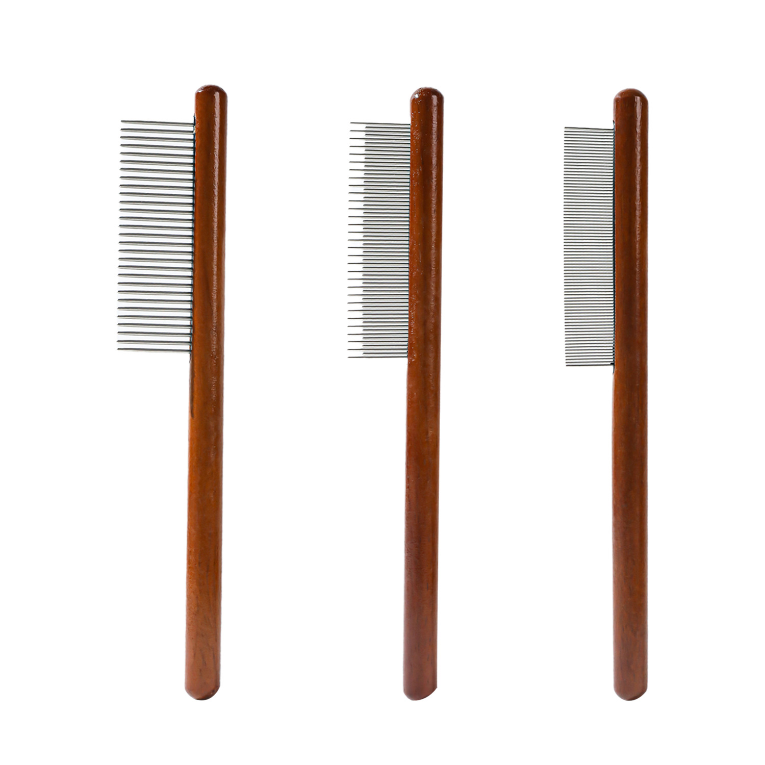 Peines de eliminación de pelo de dientes densos, peines de pulgas de madera sólida, peines de fila de mascotas, peines de pelo flotante para gatos, peines de perros, peines de nodo al por mayor
