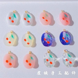 Fuguang three-dimensional small shaped Japanese cherry epoxy resin stud earrings pendant accessories DIY jewelry accessories
