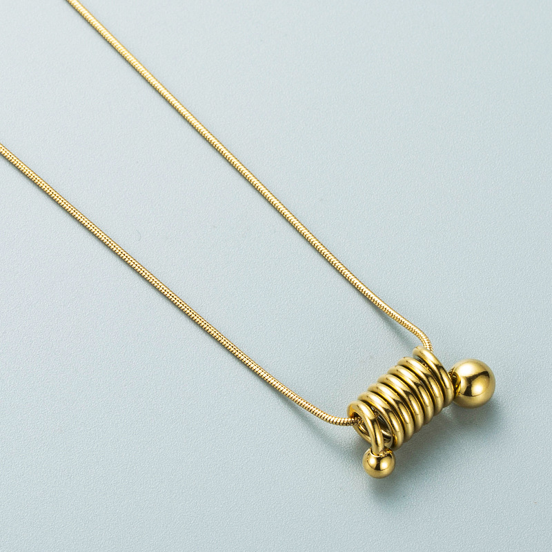 Spiral spring clavicle chain 18K gold titanium steel temperament necklacepicture1