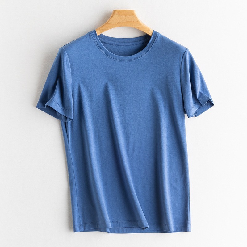 マルベリーシルクシルケットコットンアイスシルケットコットンラウンドネックシルク半袖男性と女性のTシャツ女性2025夏涼しく通気性|undefined