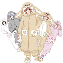 束时兔子周边毛绒动物漫卡通连体睡衣男女套装情侣秋冬季法兰绒