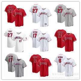 2023新款棒球球衣天使队男装白色红色刺绣女装27#