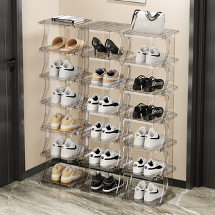 Simple Multi-layer Transparent Shoe Rack Shoe Cabinet Household Solid Shoe Rack Door Corner Storage Artifact Display Rack Assembled