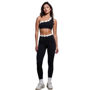 AYM038976 Lace Yoga Bra One-Shoulder Color-Block Shell Petal Butt-Lifting Leggings Yoga Set Aoyema wholesale