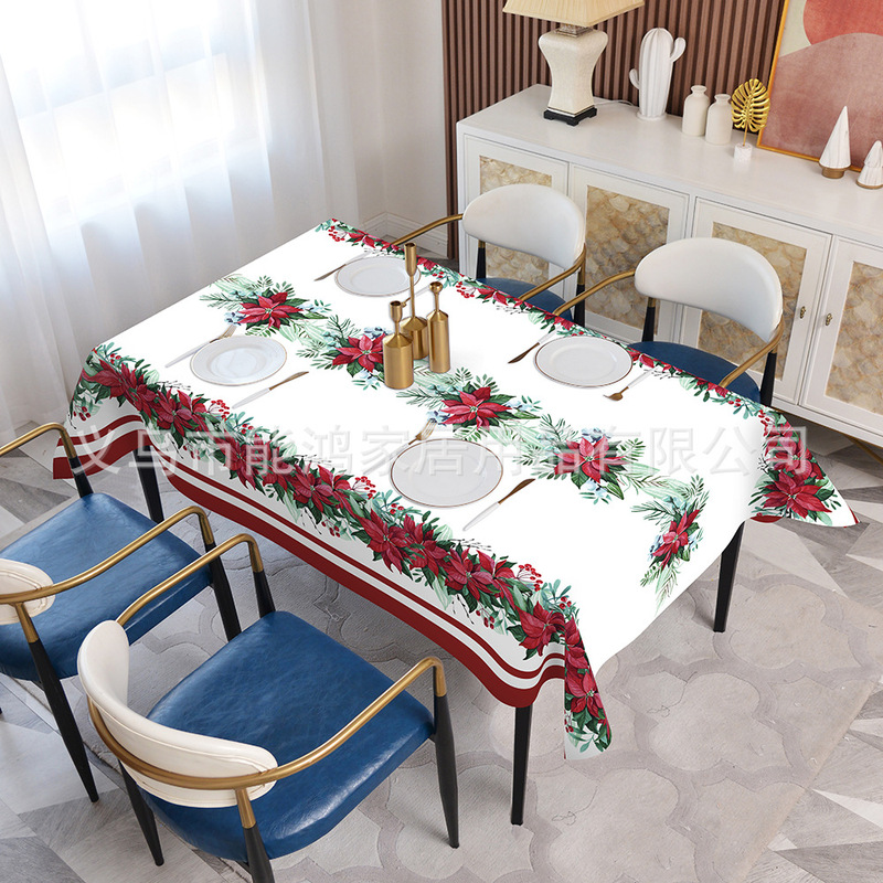 国境を越えた新しいクリスマステーブルクロス客間食卓防汚防水ポリエステルテーブルクロステーブルクロス祝日パーティー装飾テーブルクロス|undefined