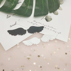 Stylish black-and-white wing embroidery fabric patches—cute shoe decorations, decorative appliqués, and self-adhesive garment patches