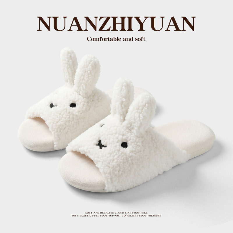 Super Cute Bunny Slippers with Standing Ears for Women, Suitable for Spring and Summer, Comfortable Indoor Open-Toe Slippers, All-Season Floor Slippers