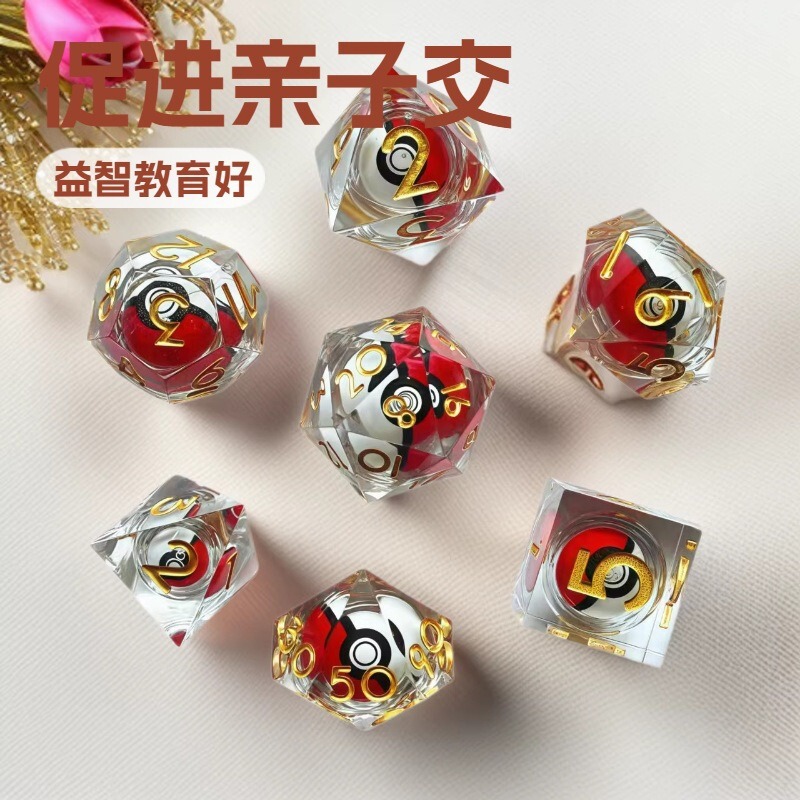 Pokémon Rotating Eyeball Dice Dnd Dungeons & Dragons Cthulhu Trpg Polyhedral Dice Poke Ball