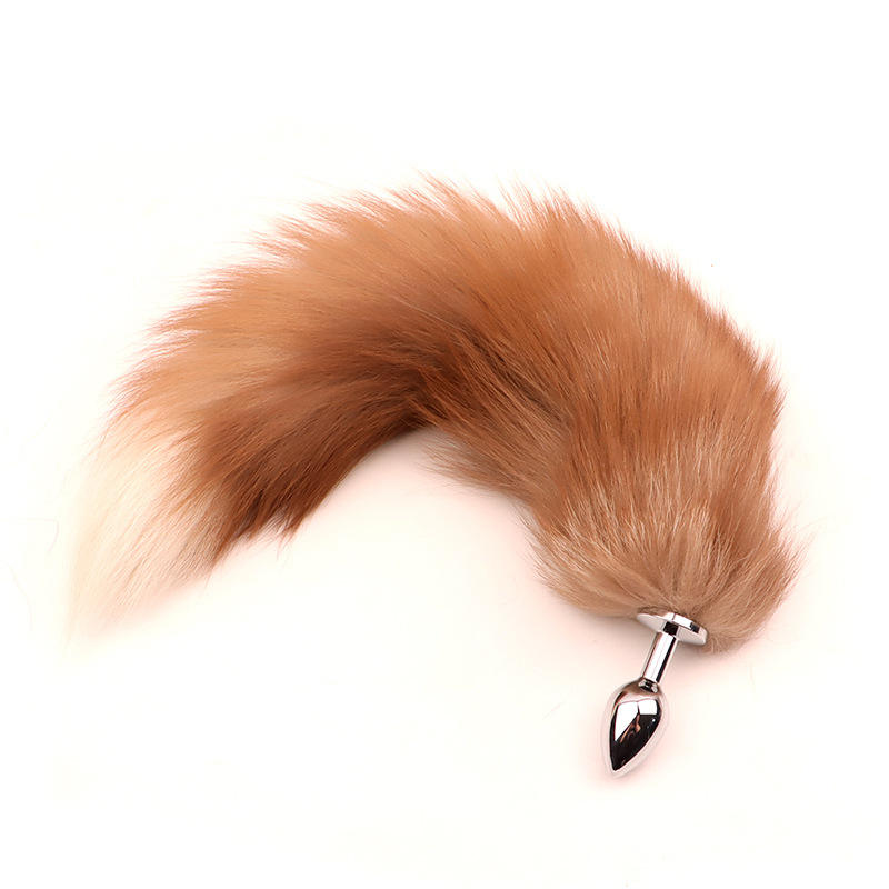 Fox Tail Metal Anal Plug with Plush Cross Fox Tail, Blue Cosplay Design — detail image 4