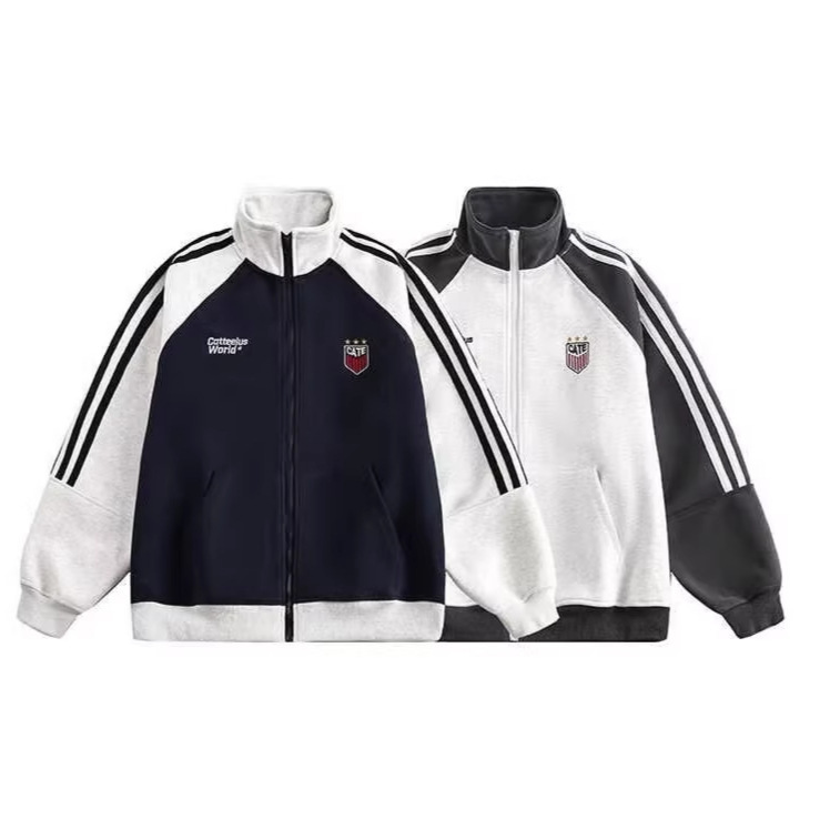 Stand Collar Three-Stripe Embroidered Jacket Men's Autumn Casual Sportswear Versatile Slimming Jacket Cardigan Baseball Jacket Men