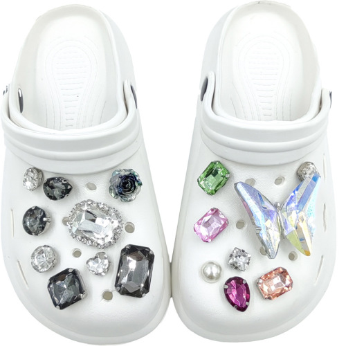 Cross-border Crocs Shoe Accessories Shoe Buckle Diamond Decorative Buckle Shoe Flower Accessories Beach Shoe Diamond Removable Mixed Rhinestone Buckle