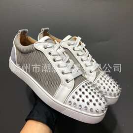 cl andgz拼色编织纹鞋头钉低帮红底鞋男鞋铆钉运动休闲板鞋女鞋