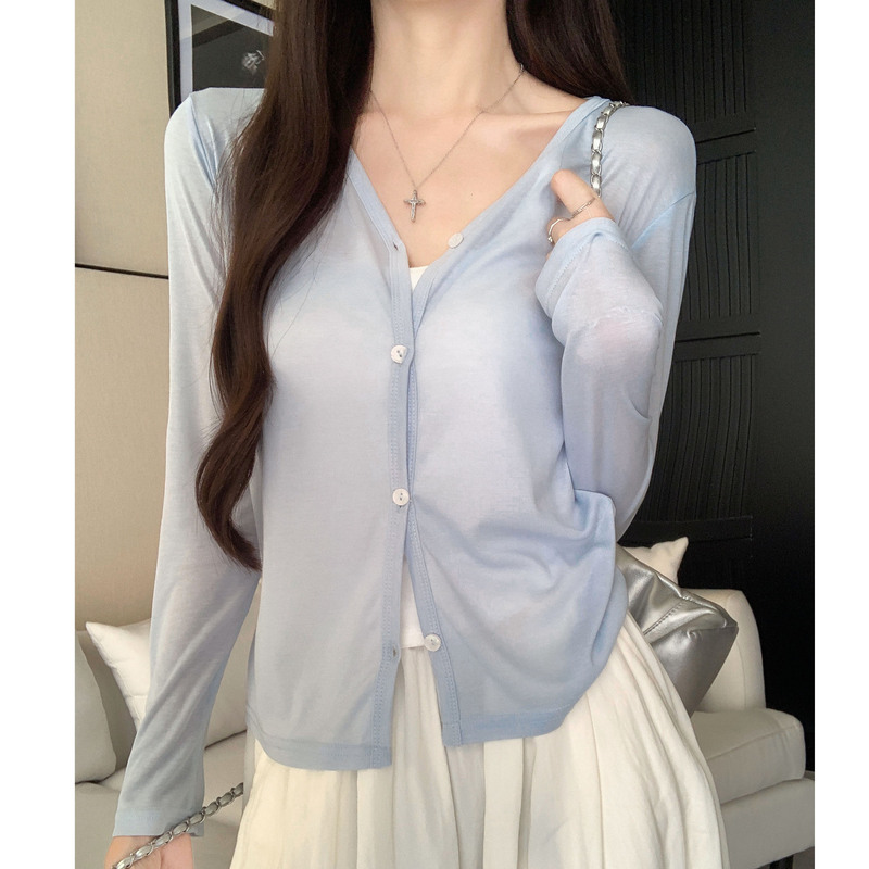 K2801 Customized Lyocell Knitwear V-Neck Air Conditioning Shirt Women's Summer Loose Cardigan Outerwear Sun Protection Cover-Up K2801 Customized Lyocell Knitwear V-Neck Air Conditioning Shirt Women's Summer Loose Cardigan Outerwear Sun Protection Cover-Up