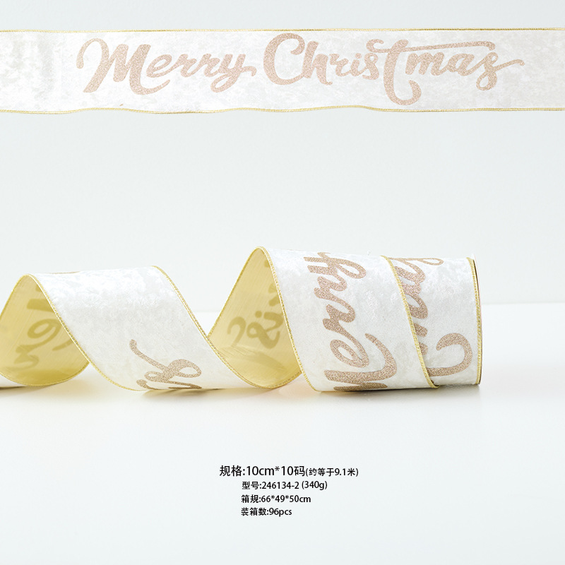 Cross-border nuevo color champagne de alta calidad tela de lana italiana cinta de navidad merrychristmas cinta de arco