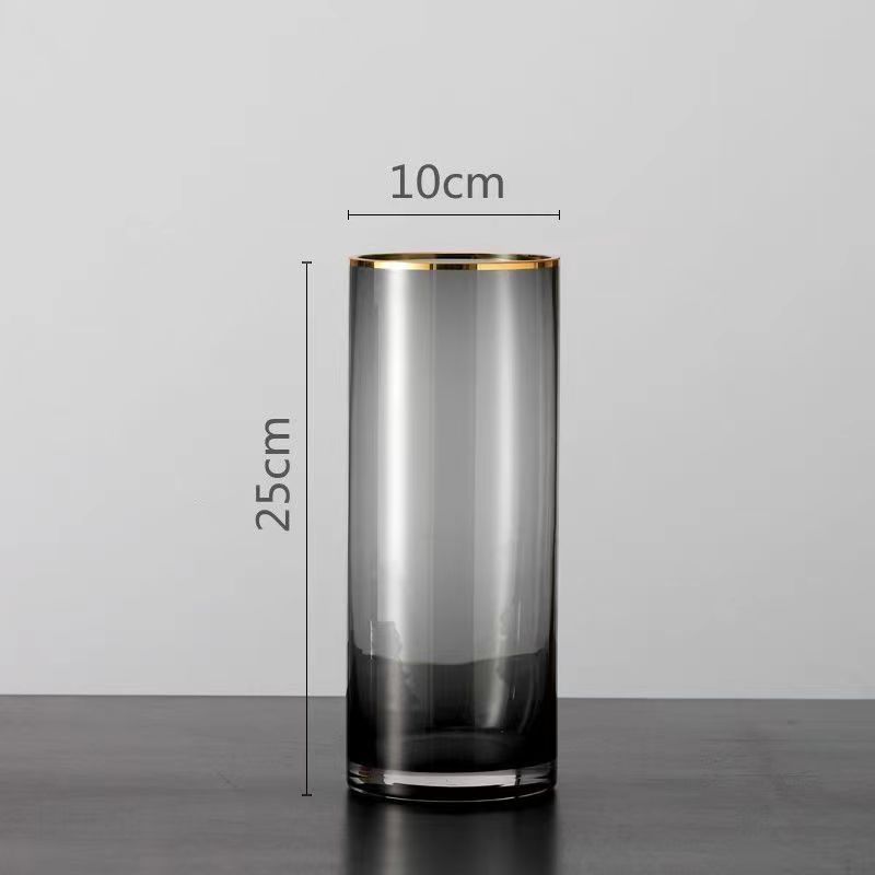 Luz de lujo de oro pintura de vidrio transparente florero de flores secas sala de estar decoración de flores creativo simple nórdico acuático arreglo floral