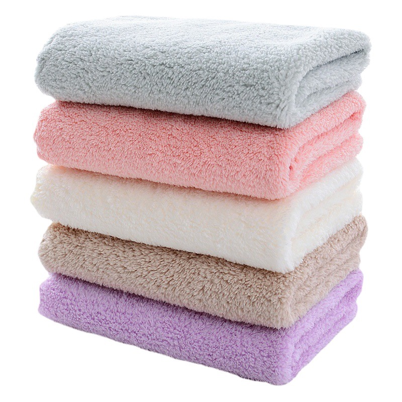 Factory wholesale household high density coral fleece towel 3030cm absorbent wipe face towel cut edge square towel generation