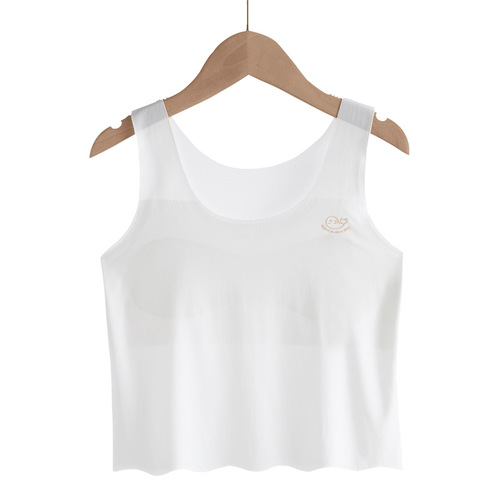 Girls' underwear development period junior high school students girls antibacterial seamless summer thin ice silk vest girls bra