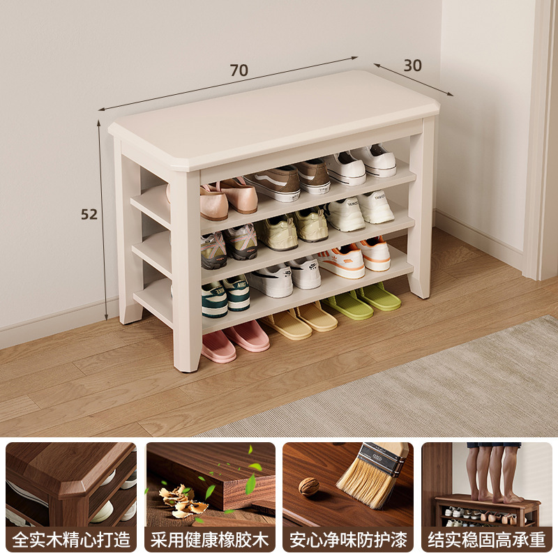 Estante de zapatos de madera maciza multicapa puerta doméstica taburete de zapatos de cambio de puerta 2025 nuevo gabinete de zapatos interior sin instalación integral
