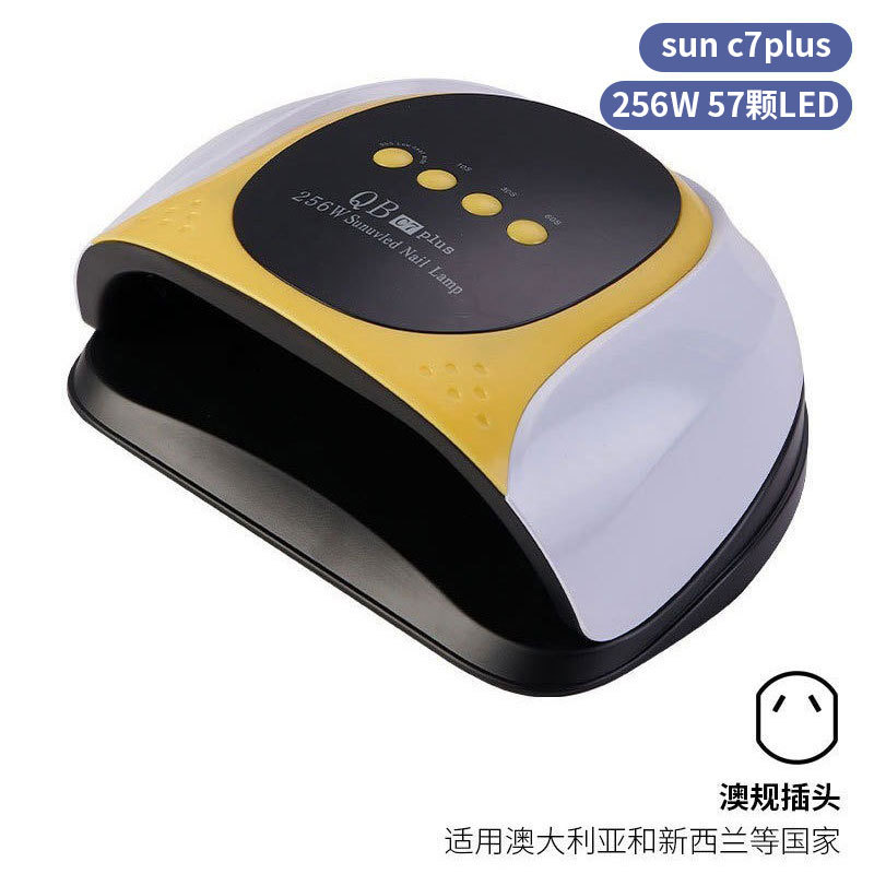 Lámpara de uñas de alta potencia de 256W con mango para principiantes, lámpara de curado de gel para esmalte de uñas, lámpara de fototerapia de secado rápido con colores deslumbrantes para uso transfronterizo.