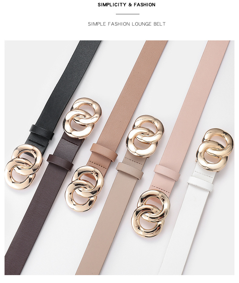 Fashion Chain Buckle Geometric Solid Color Belt Wholesale display picture 14