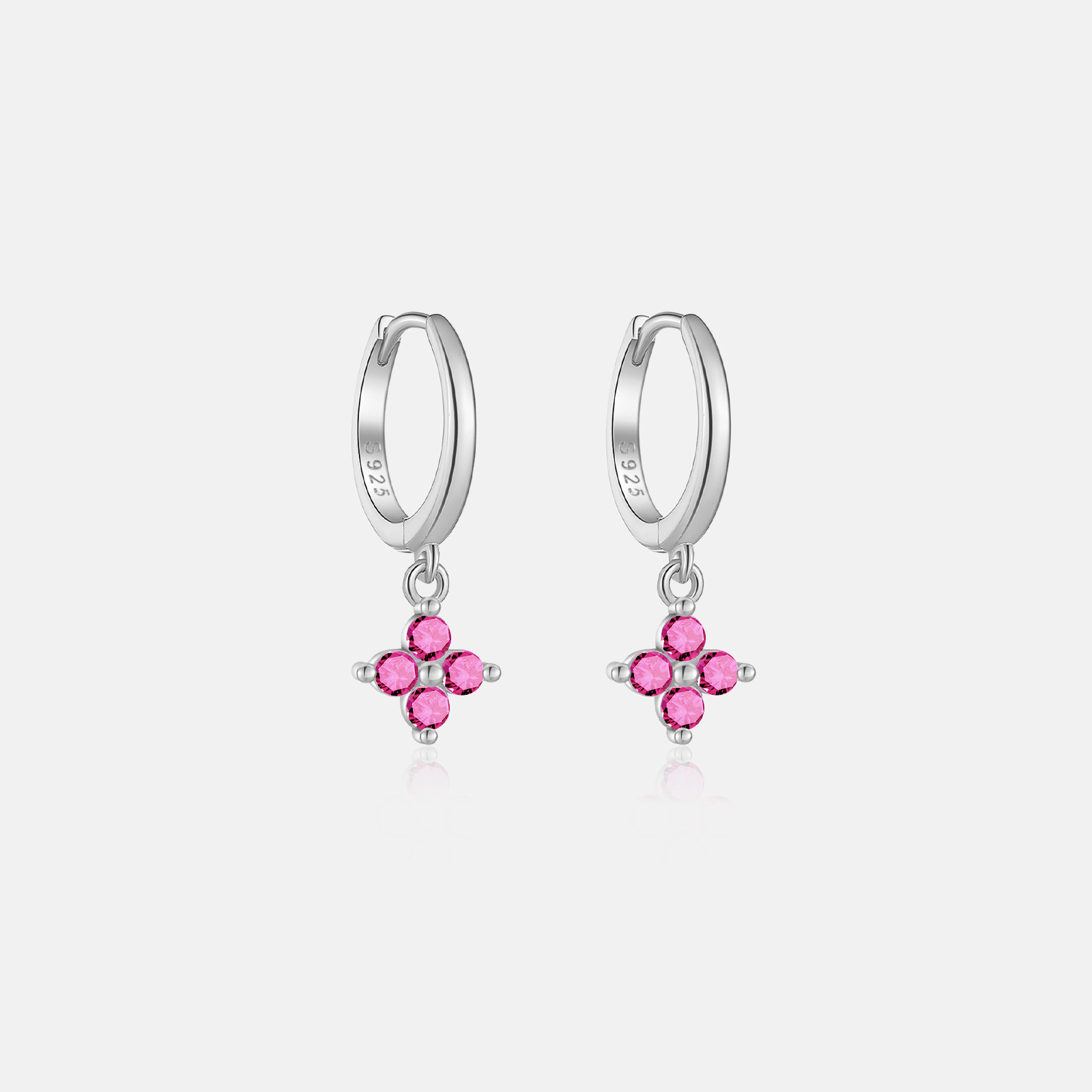 1 Pair IG Style Shiny Geometric Inlay Sterling Silver Zircon Drop Earrings display picture 9