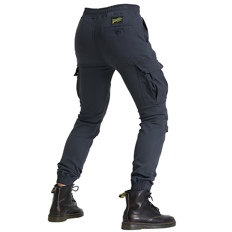Venta directa de fábrica ropa de trabajo pantalones atados al tobillo multi-bolsa motocicleta jeans hombres motocicleta resistente a la caída pantalones casuales de montar