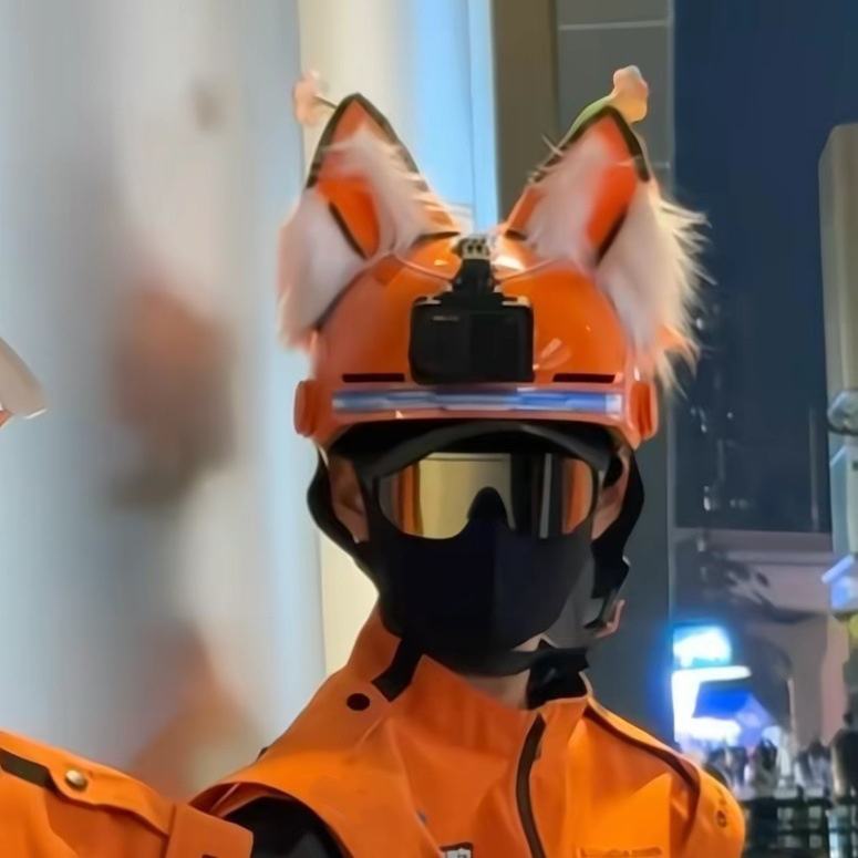 Katong Helmet Decoration Full/Half Helmet Takeaway Rider Cool Cartoon (Auto Parts and Accessories) - red-orange-white-wolf-ears-ears-only