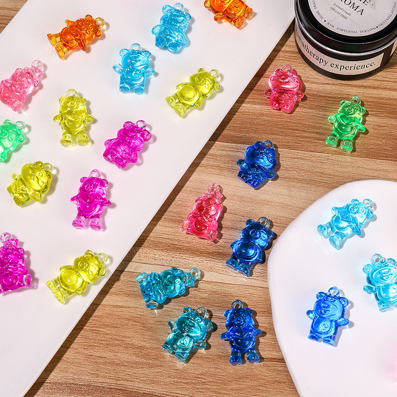 亚克力水晶小熊透明装饰品 游乐园抓机儿童玩具卡通动物造型批发