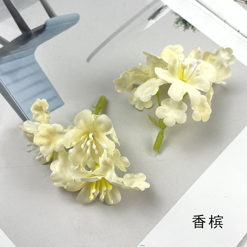 Simulación de 3 horquillas racimos de flores de hierba pequeña diy material de horquilla fabricación de flores falsas estilo ins decoración de ramillete Hanfu