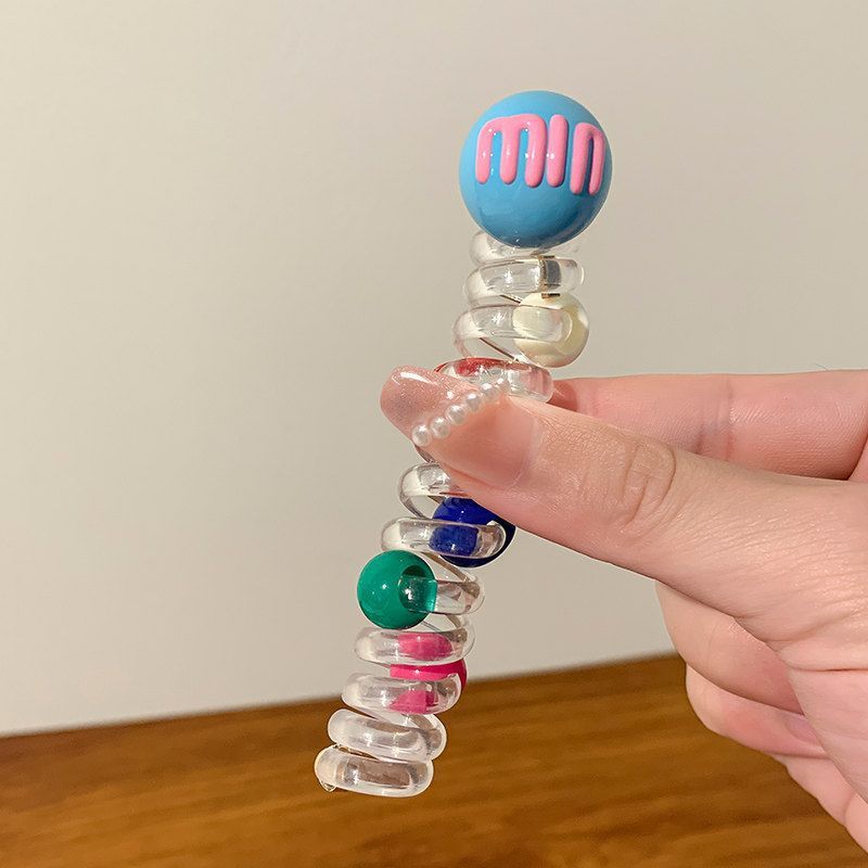 4번 컬러 볼 볼륨 헤어끈 - 하늘색 - 약 9cm