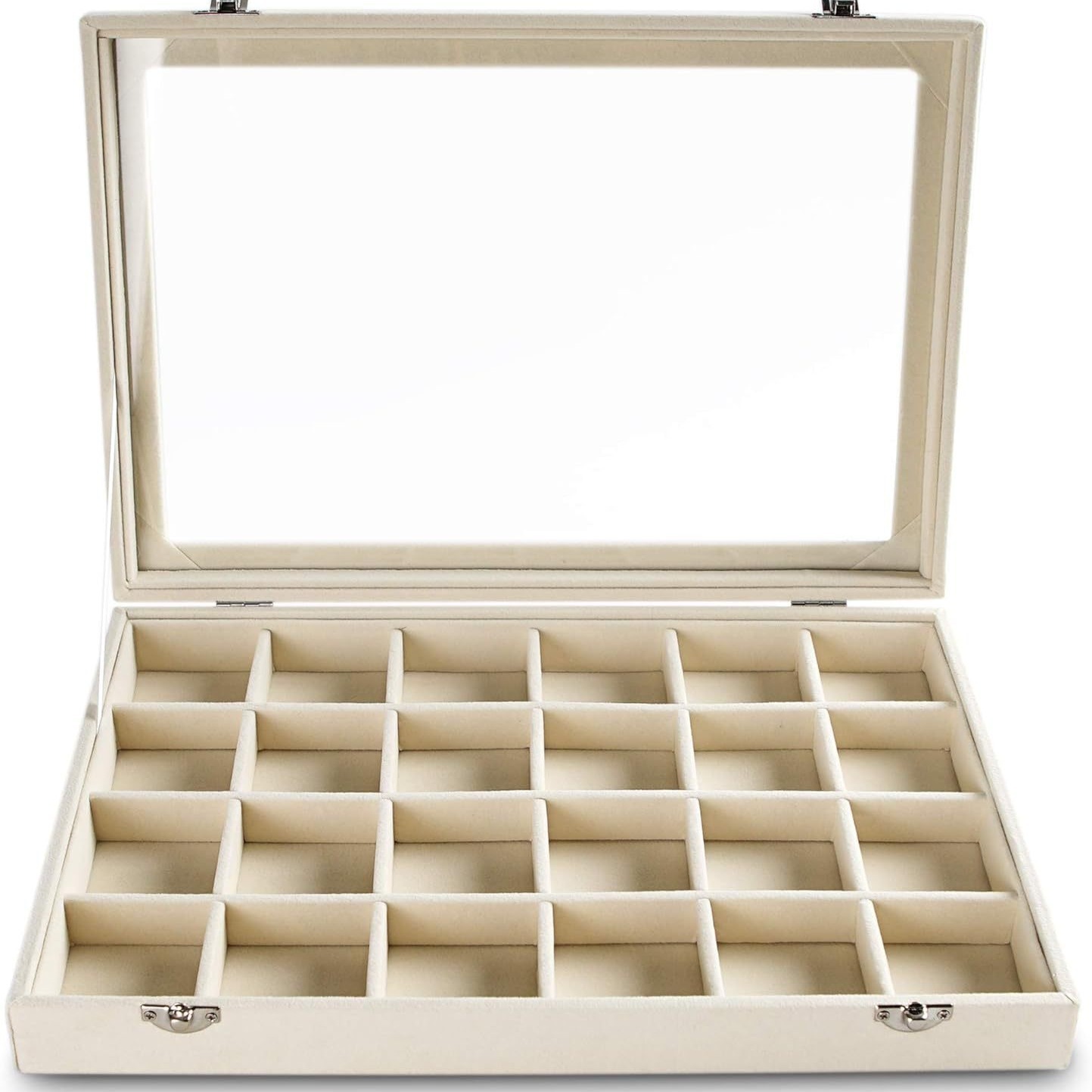 In stock wholesale Amazon flannel small size 24 grid jewelry box ring earrings pendant storage box jewelry storage box