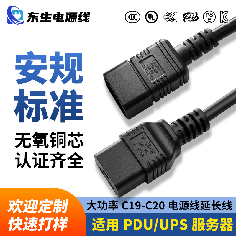 16A National Standard C19 to C20 Power Cord Server Three-Pin Plug with Plug-In Adapter for Server Room Cabinet Power Extension 16A National Standard C19 to C20 Power Cord Server Three-Pin Plug with Plug-In Adapter for Server Room Cabinet Power Extension