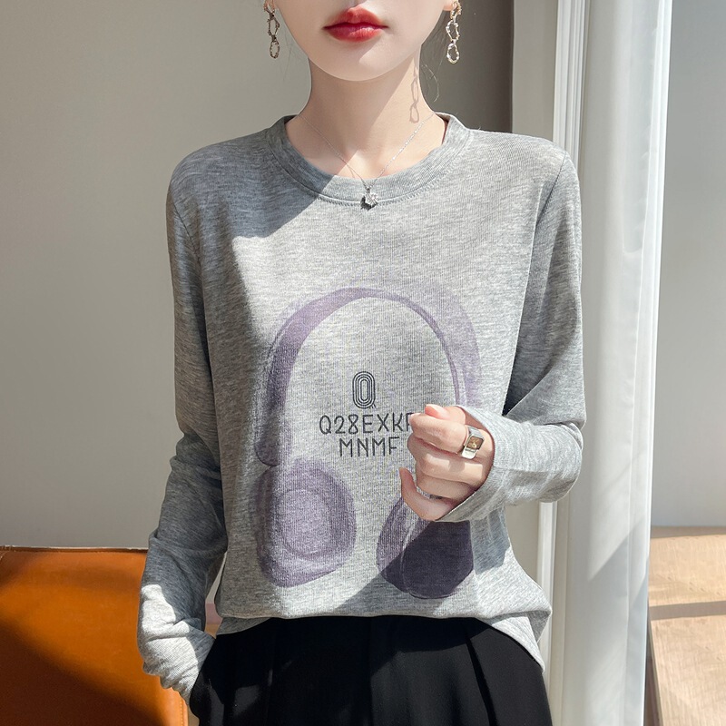 Trendy Versatile Printed Round-Neck Top for Women, 2026 Summer New Style, Loose Pullover, Thin Fine-Knit Base Knitwear Trendy Versatile Printed Round-Neck Top for Women, 2026 Summer New Style, Loose Pullover, Thin Fine-Knit Base Knitwear
