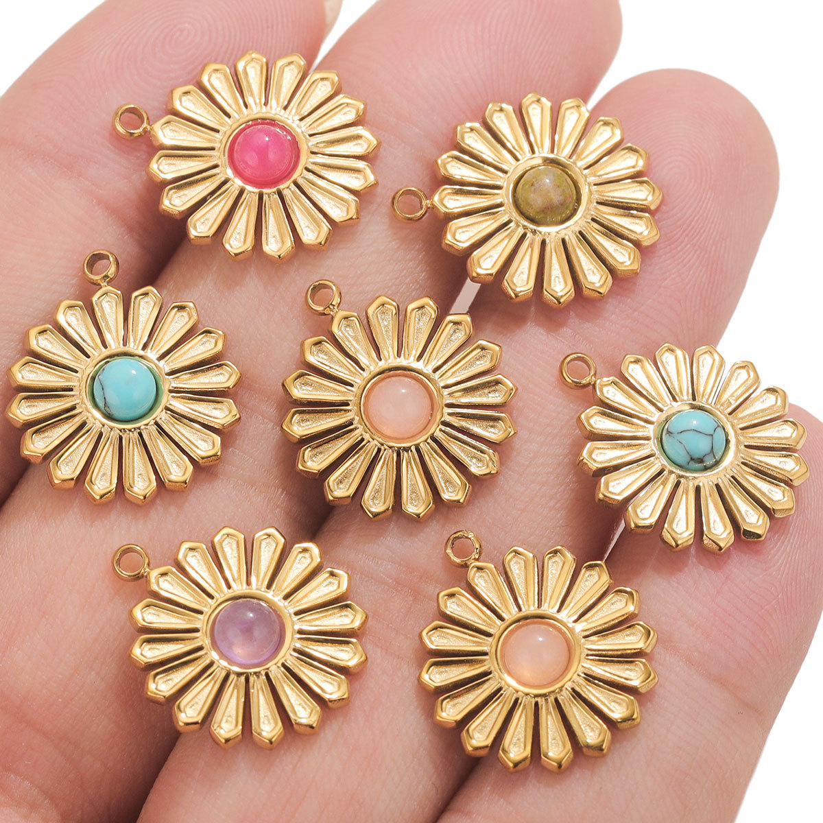 Europa y América retro acero inoxidable plato de piedra natural turquesa collar DIY collar colgante al por mayor colgante transfronterizo