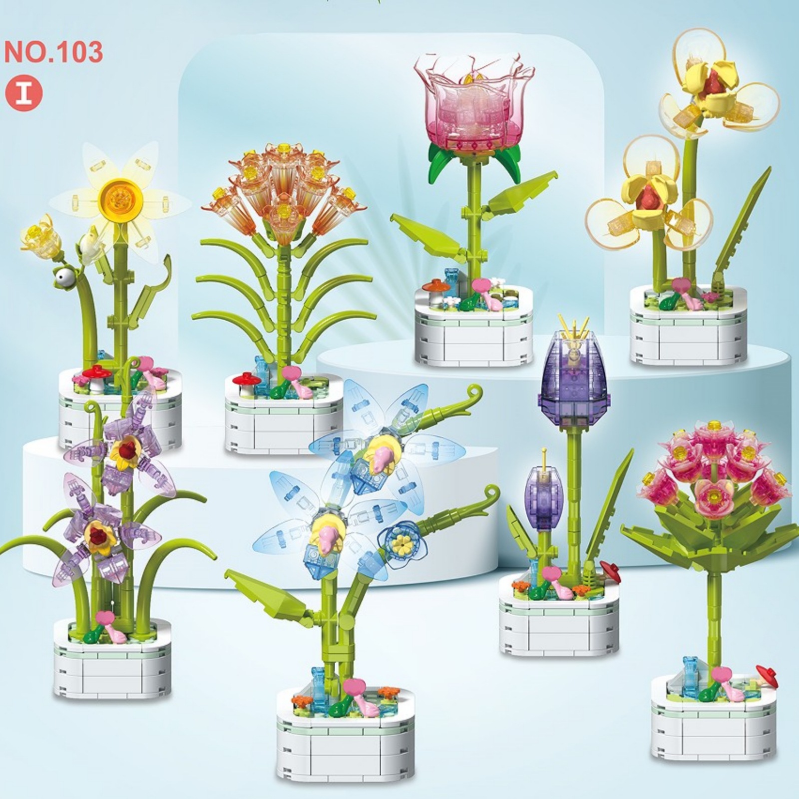 Diamante caballo bloques de construcción flor suculenta olla creativa ramo decoración compatible con Lego niños pequeñas partículas ensambladas juguetes al por mayor