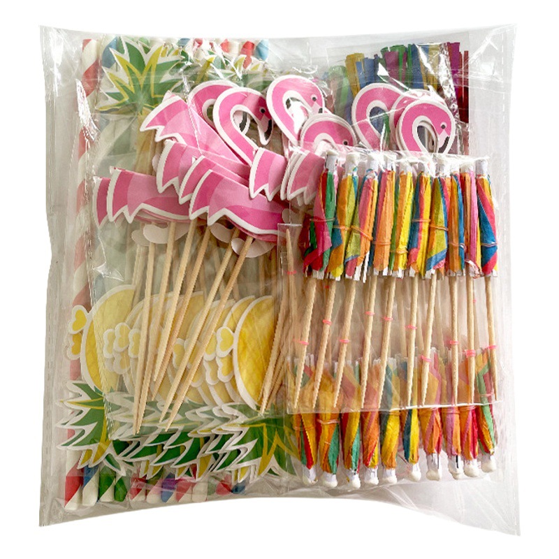 Decoraciones para fiestas transfronterizas, palillos de paja hawaianos con forma de fruta, juego de palillos de panal 3D, palillos de sandía, palillos de piña, venta al por mayor.