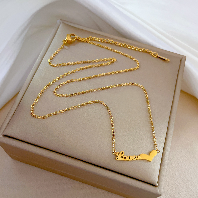 Fashion Letter Titanium Steel Gold Plated Necklace