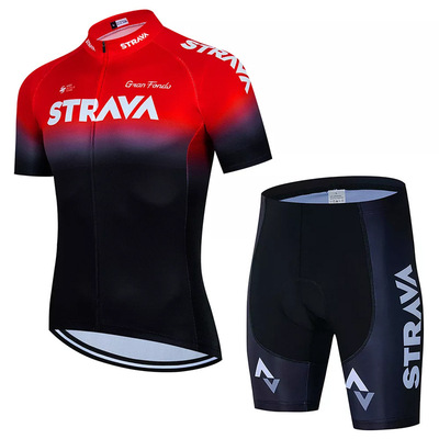 跨境騎行服 Strava 環法自行車短袖套裝排汗吸濕公路車賽事騎行服