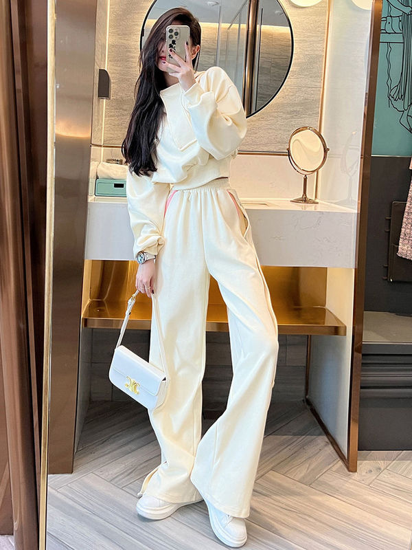 2025运动休闲套装女春秋新款韩版时尚短款收腰卫衣束脚裤子两件套|undefined