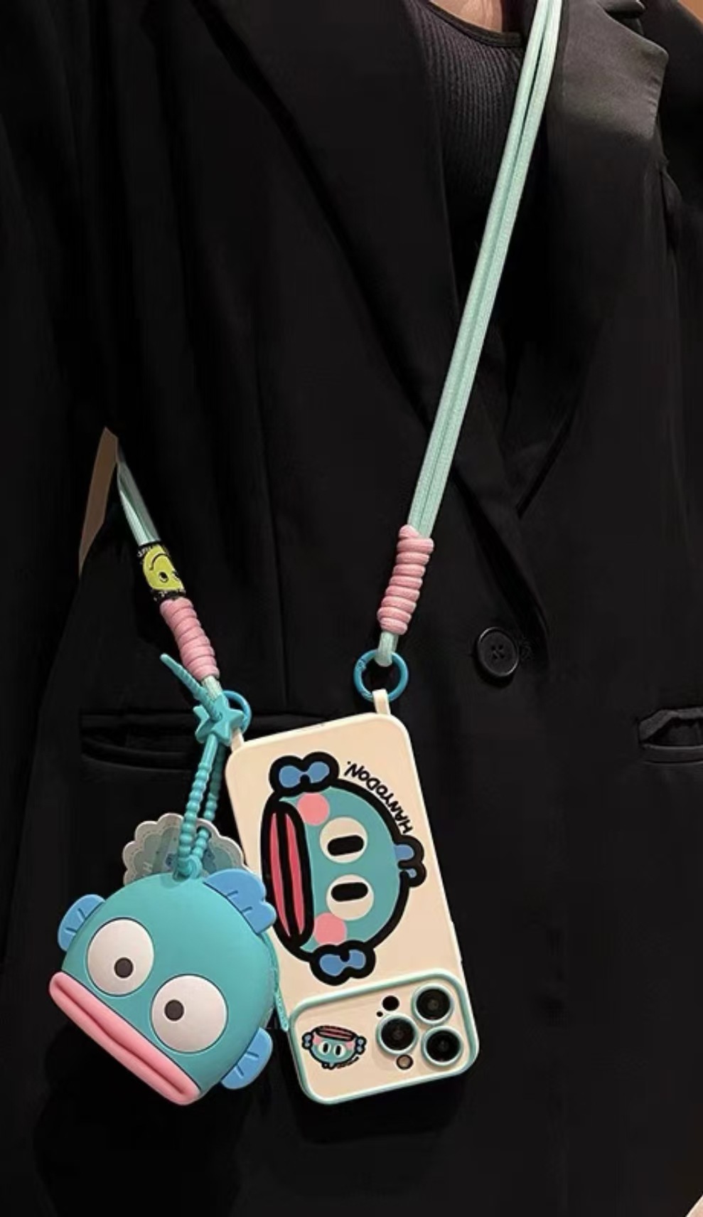 Pez lindo feo de dibujos animados para iphone15 diagonal 16ProMax bolsa de pescado 13 Apple 14 funda para teléfono móvil 15PM nuevo