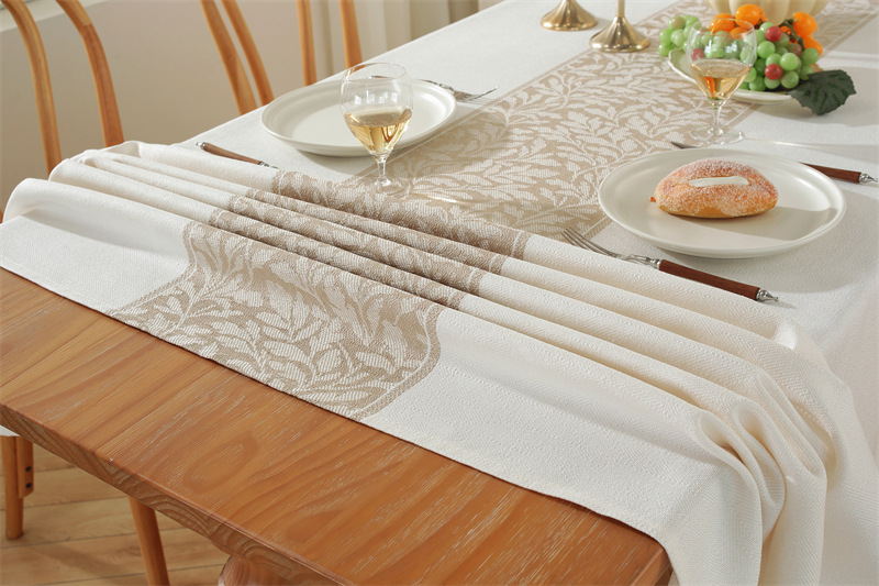 Nordic Vintage Geometric Diamond Tablecloth In White And Brown_voghion.com