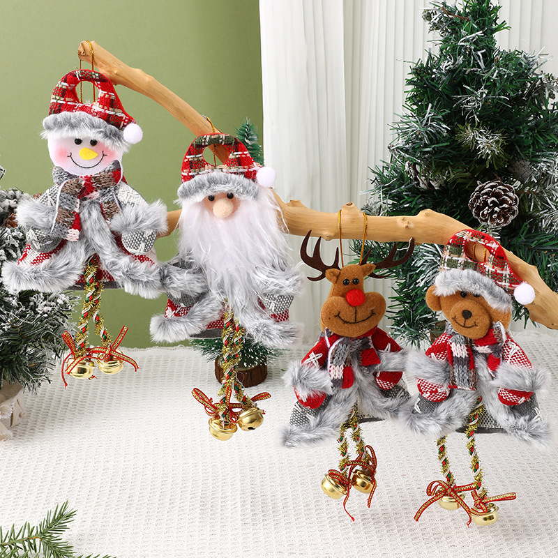 Nueva Navidad decoraciones Santa Claus pequeño colgante con campana Navidad árbol accesorios tela colgando pequeños adornos