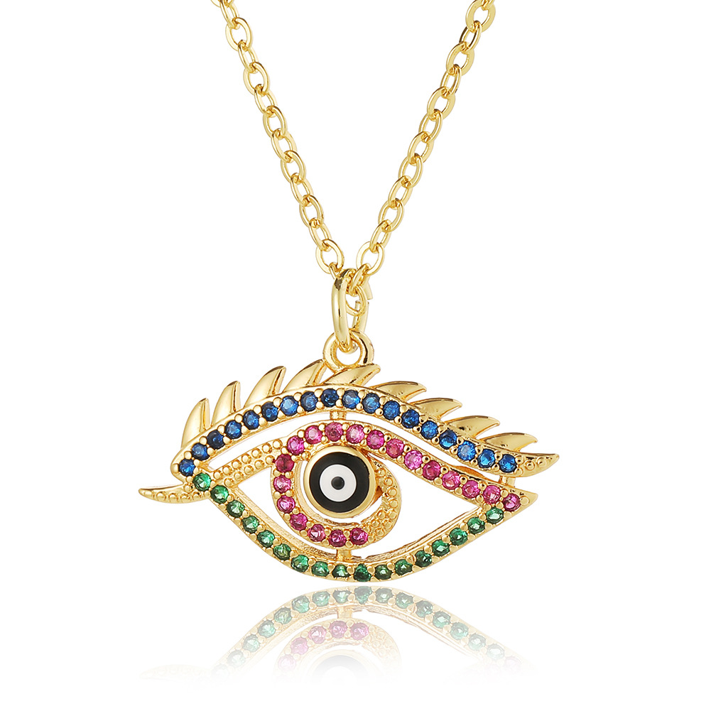 Fashion Devilu0027S Eye Copper Plating Chain Zircon Pendant Necklace 1 Piece