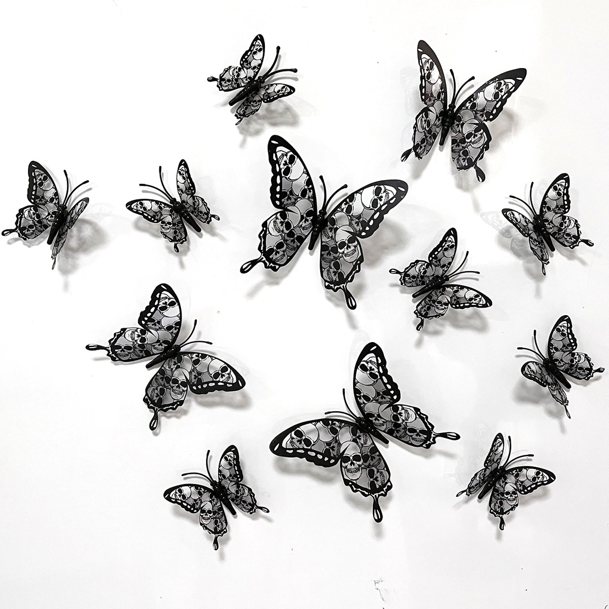 PY4005-ZC Sticker mural papillon 3D noir ajouré, décor simple pour salon et chambre._voghion.com