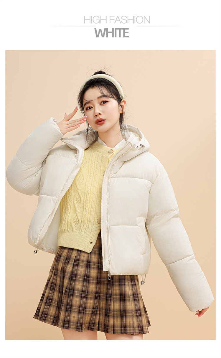 Chaqueta corta con capucha para mujer, estilo coreano, de invierno, corta, gruesa, cálida, de algodón, para mujer_voghion.com
