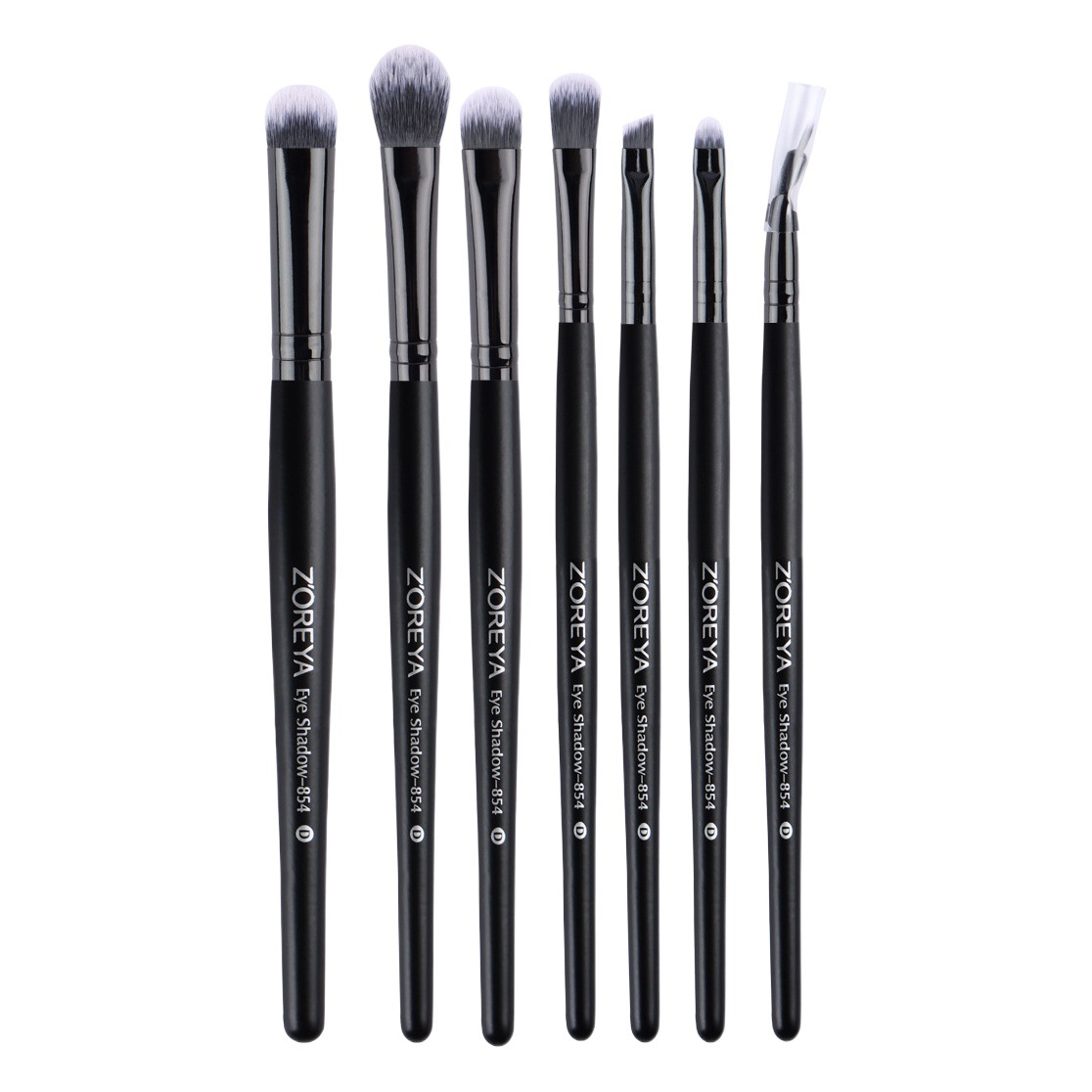 Zhuolya 7 pinceles de maquillaje de ojos negro traje herramientas de belleza bolsa cosmética almacenamiento corrector ojo sombra labio cepillo