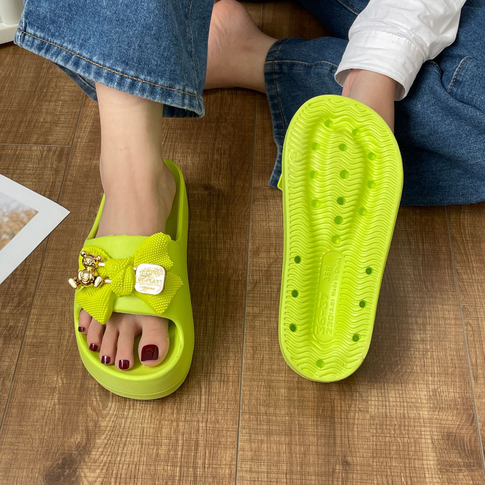 Damen-Flip-Flops, Strand-Leder-Gummi-Slipper mit Fußgewölbeunterstützung_voghion.com